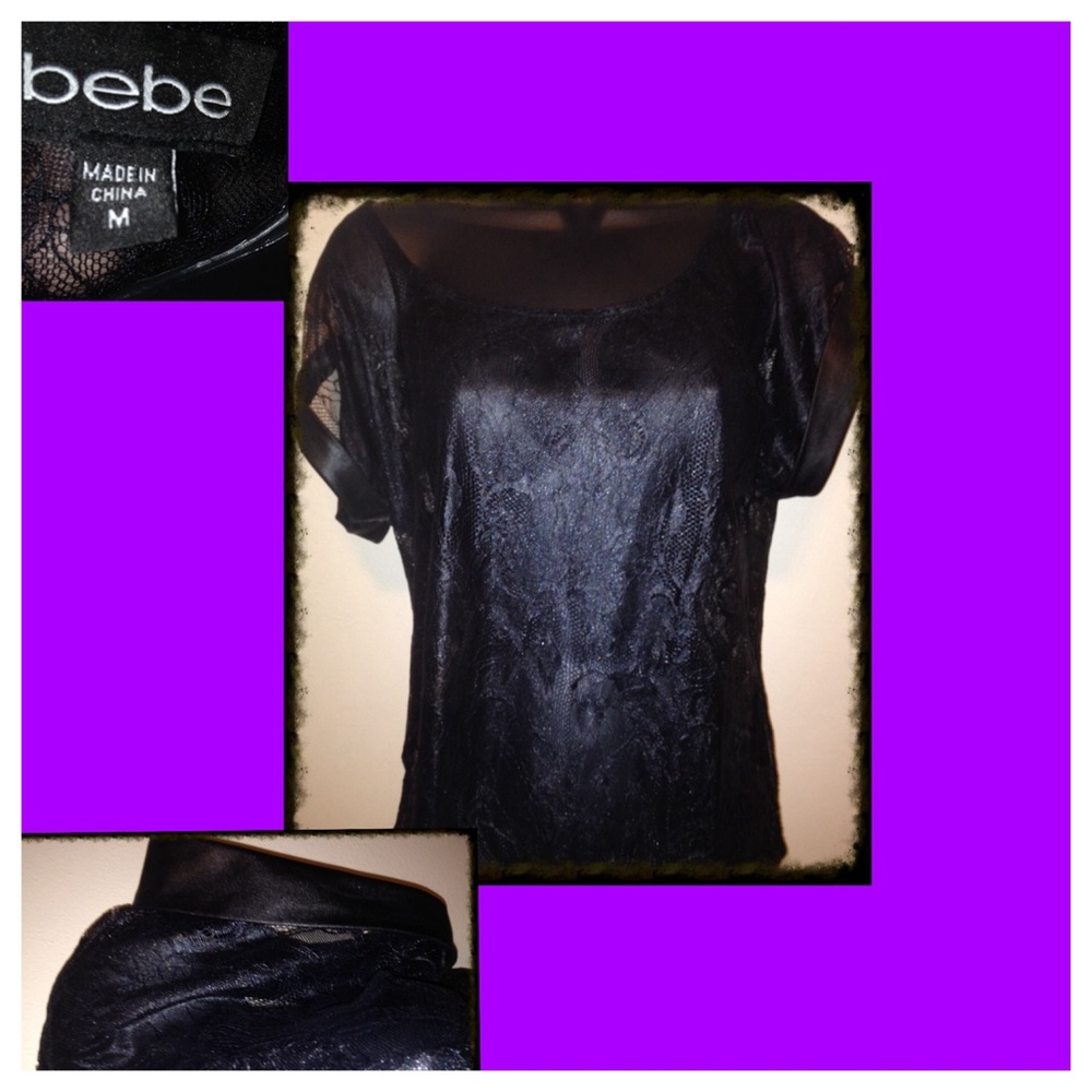 Bebe top Black lace crop top!!